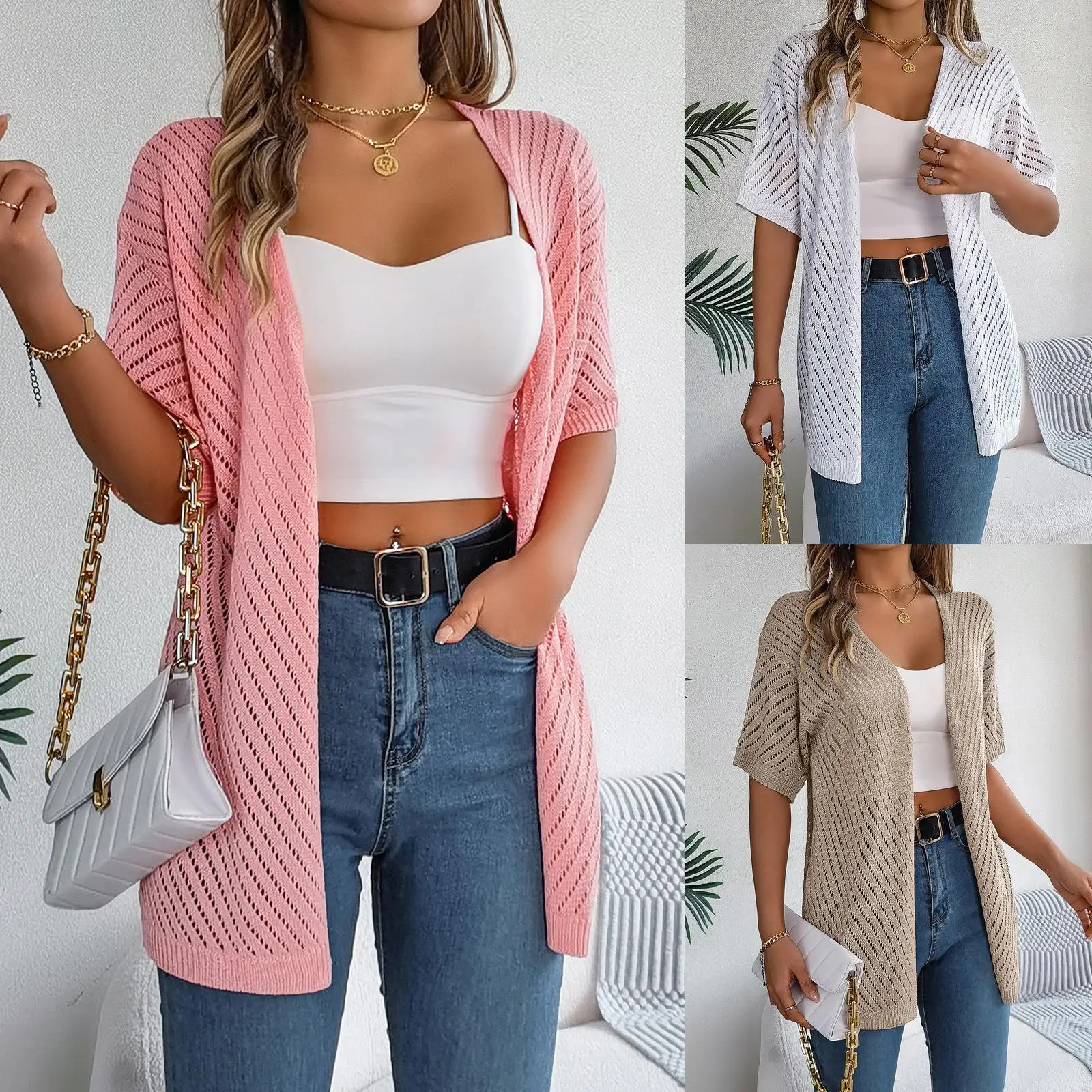 

Summer New Hollow out ort Sve Knitted Cardigan Vaion Sun Protection Independent Station Cross Border Women's Faion