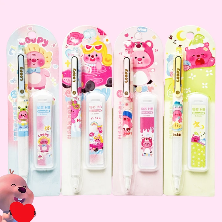 

Loopy Mechanical Pencil Lead Set Kawaii Students Stationery School Office Trendy Cartoon Cute Sweet Girls Kids Gift Lovely