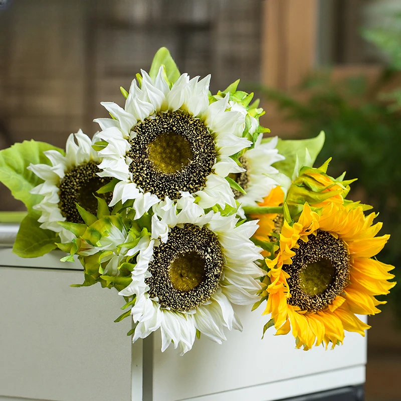 The product can be customized.Sunflower simulation, artificial flower vase decoration, home, living room, TV cabinet decoration,