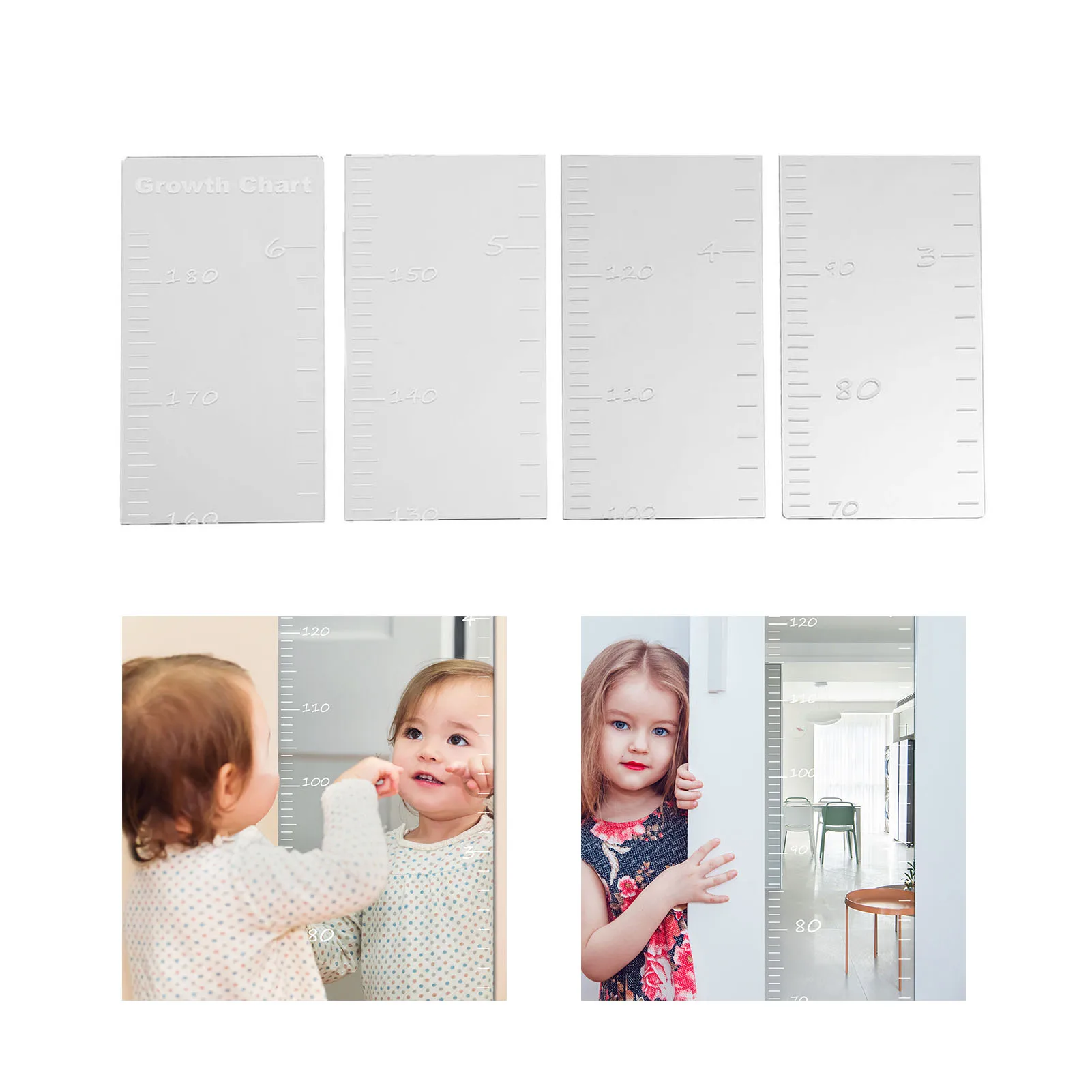 Growth Chart Mirror For Kids Shatterproof Acrylic Wall Adhesive Height Ruler Mirror Height Measurement Ruler With Measuring Tape