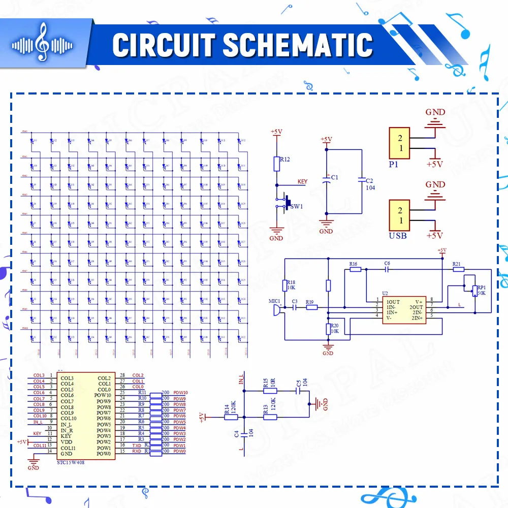 Diy Electronic Kit DIY Sound Control LED Music Electronic Kits Audio Frequency Display PCB Soldering Project Practice Solder