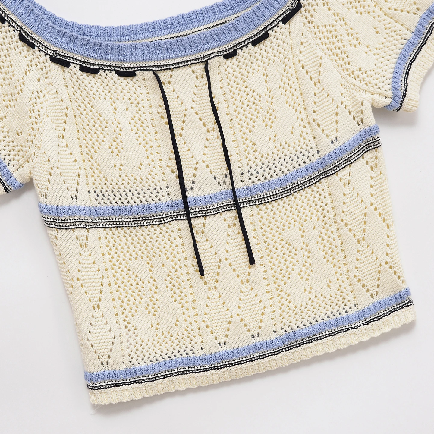 2025 Summer New Women's Hollow out Color Blo Belted ort Sve Knitted Sweater Z Commute Sle Slim Fit Polyester Fiber