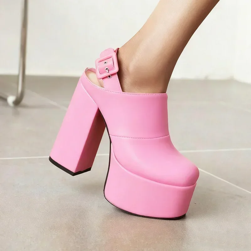 Gold Platfrom Square Heel Leather Pumps Sexy Pointed Toe Customized Accept Size 35-43 New Arrivals Fashion Women Runway Shoes