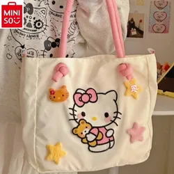 Sanrio HelloKitty Single Shoulder Bag Cartoon Pink Girl Inclined Shoulder Bag Cute Woman Fashion KT Cat High Capacity Leisure