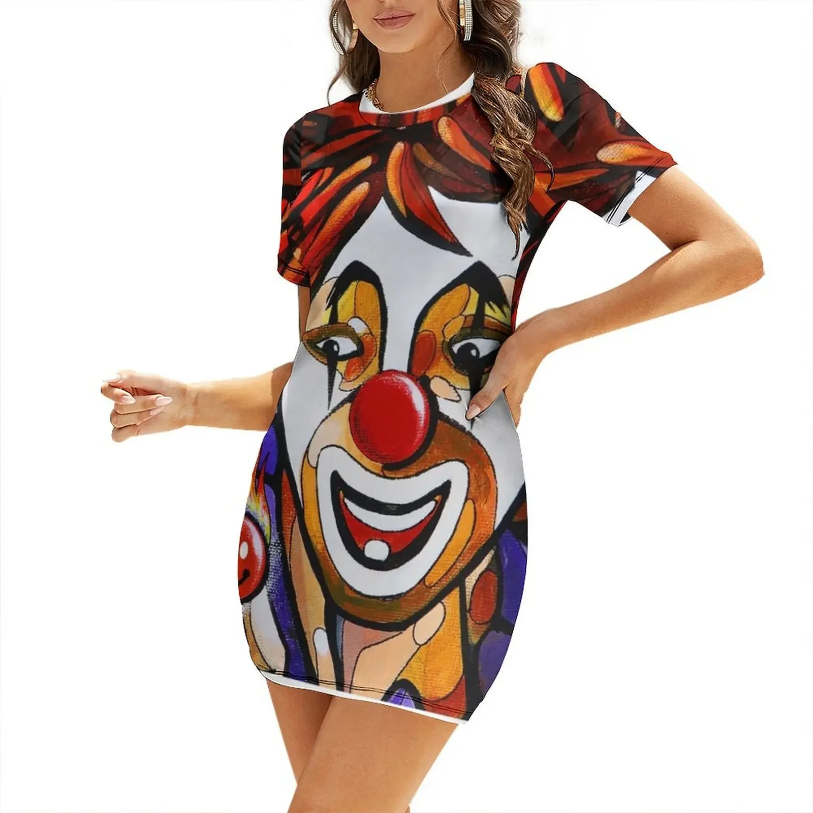 

Smiley Clown Short-Sleeved Dress summer outfits for women 2025 birthday dress for women luxury 2025 dresses for women Dress