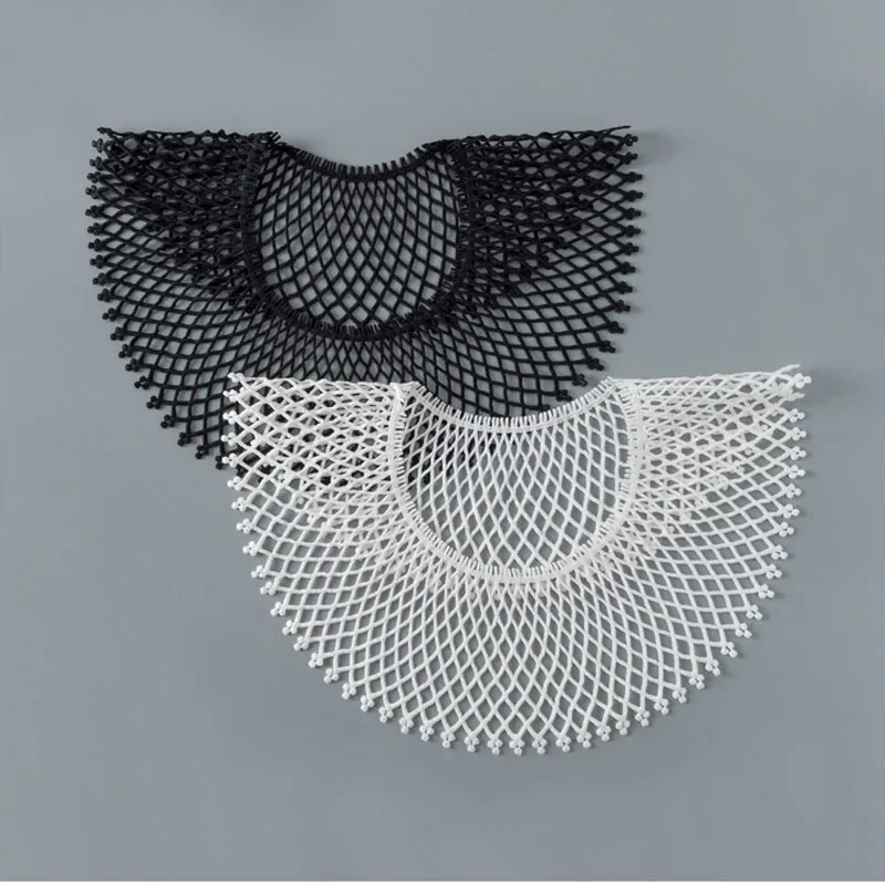 1Pc 메쉬 화이트 블랙 자수 레이스 패브릭 DIY 봉제 신부 아플리케 넥 라인 칼라 공예 Guipure 웨딩 장식