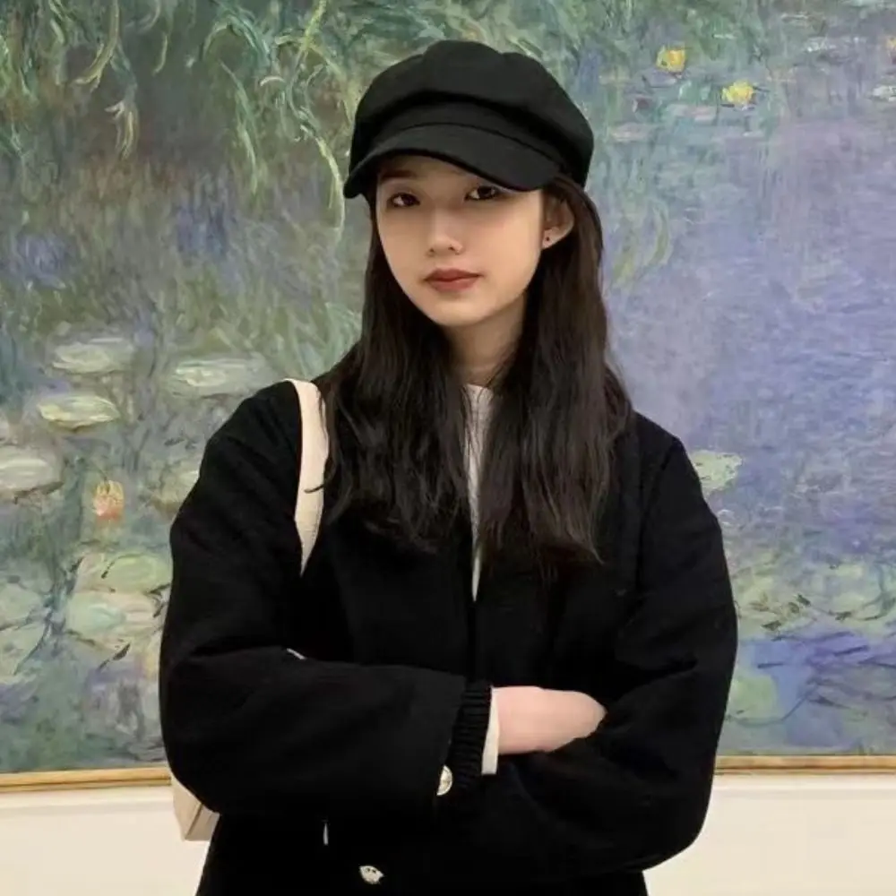 قابل للتعديل الصوفية الشتاء قبعة قبعة خمر يندبروف الرسام مثمنة قبعة أنيقة الدافئة موزع الصحف اليقطين قبعة للنساء #3