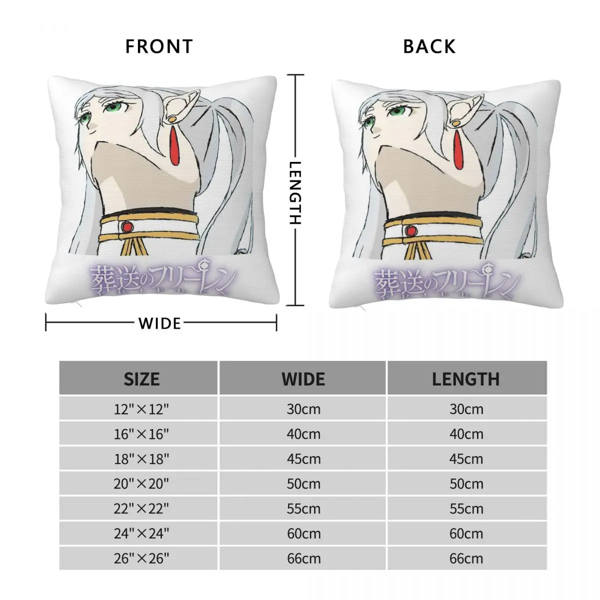 Frieren Beyond Journey's End Square Pillowcase Polyester Linen Velvet Pattern Zip Decor Home Cushion Cover
