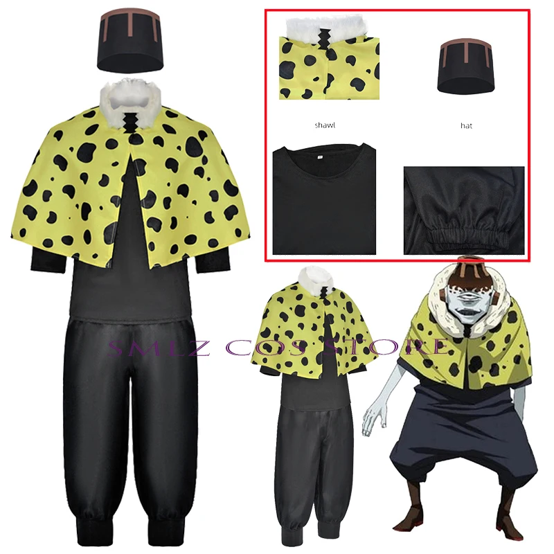 

Wax Cosplay Anime Jujutsu Kaisen Costume Men Wax Top Shawl Pants Hat Uniform Set Halloween Party Role Play Clothing for Man