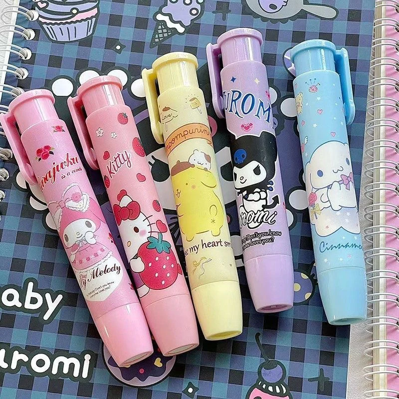 Cute Sanrio Eraser Kawaii Mymelody Kuromi Hello Kitty Student Cartoon Press Rubber Erasers School Supplies Creative Stationery