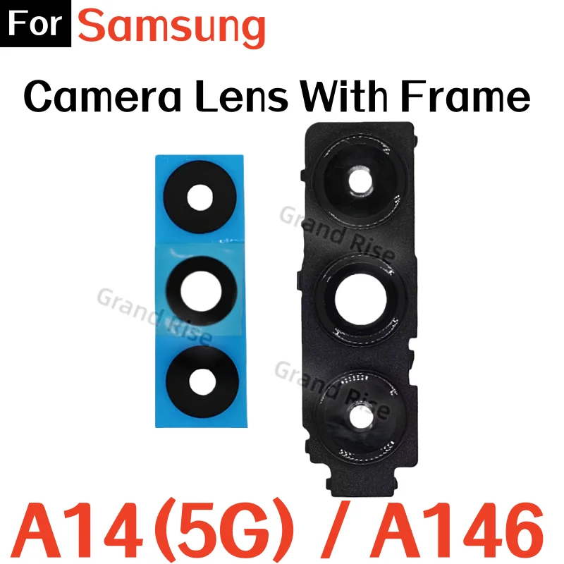Lente de vidrio de cámara trasera para Samsung A14 A15 A16 A21 A21S, lente de vidrio con marco y adhesivo, pieza de repuesto 2