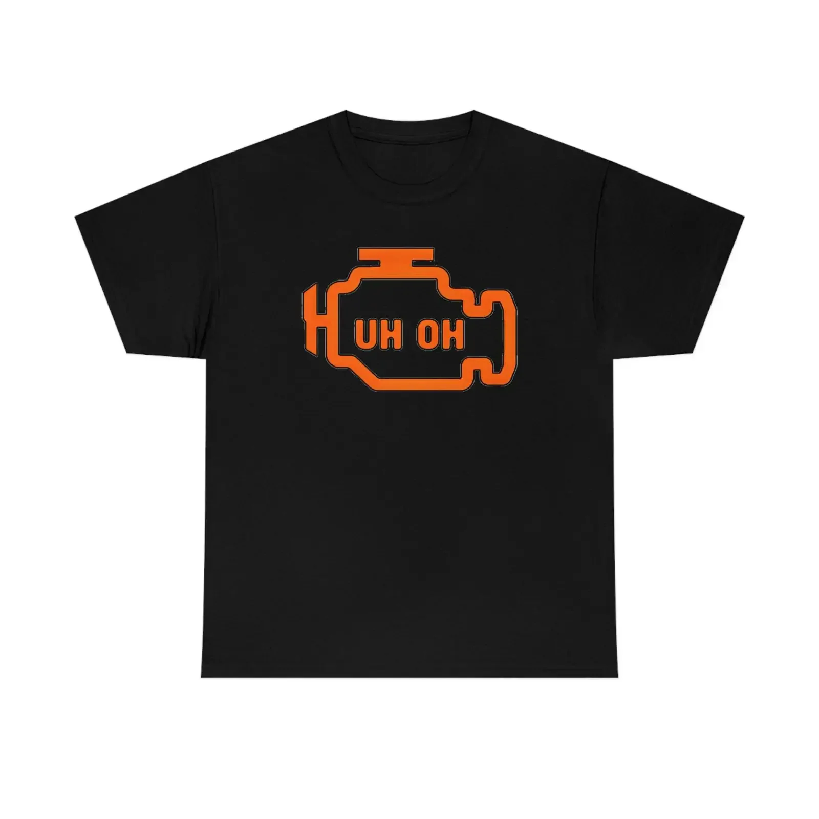 Funny T Shirt Check Engine Light Uh Oh vintage Washed Slightly streetwear Versatile Soft designer clothes Casual Stretched
