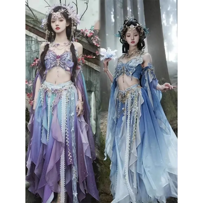 Exotic Style Princess Girls Butterfly Dress Hanfu Fairy Cospaly Performance Dance Costume