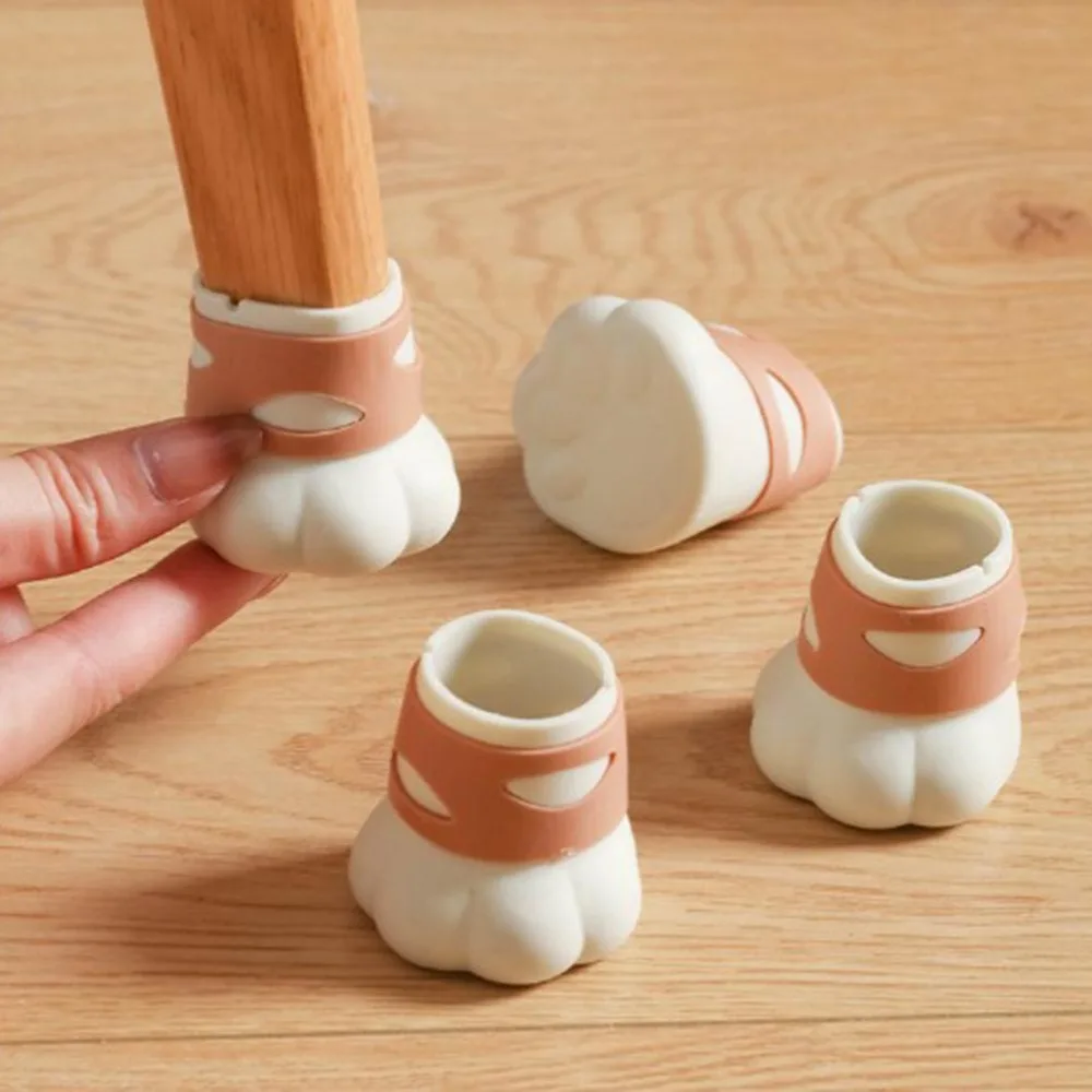 4Pcs Non-Slip Cat Paw Shape Chair Leg Protectors Non-Slip Design Floor Protector Covers Chair Leg Caps For Hardwood Floors