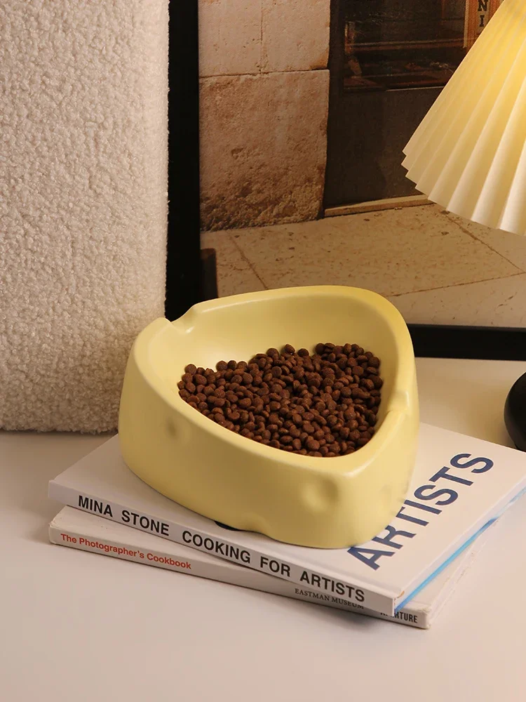 

cheese pet bowl ornaments ceramic catdog neck protection large cat food anti-slip and anti-tipping.