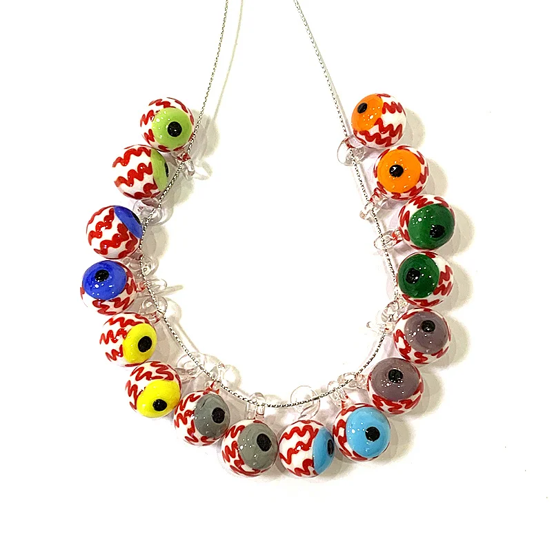 2pcs Cute Mini Evil Eye Glass Pendant Colorful Halloween Eyeball Charms DIY Craft Jewelry Making Accessories for Handmade Lovers