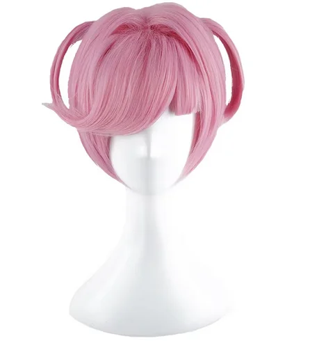 Game Doki Doki Literature Club Natsuki Wigs Pink Short Heat Resistant Synthetic Hair Party Cosplay Wig + Wig Cap