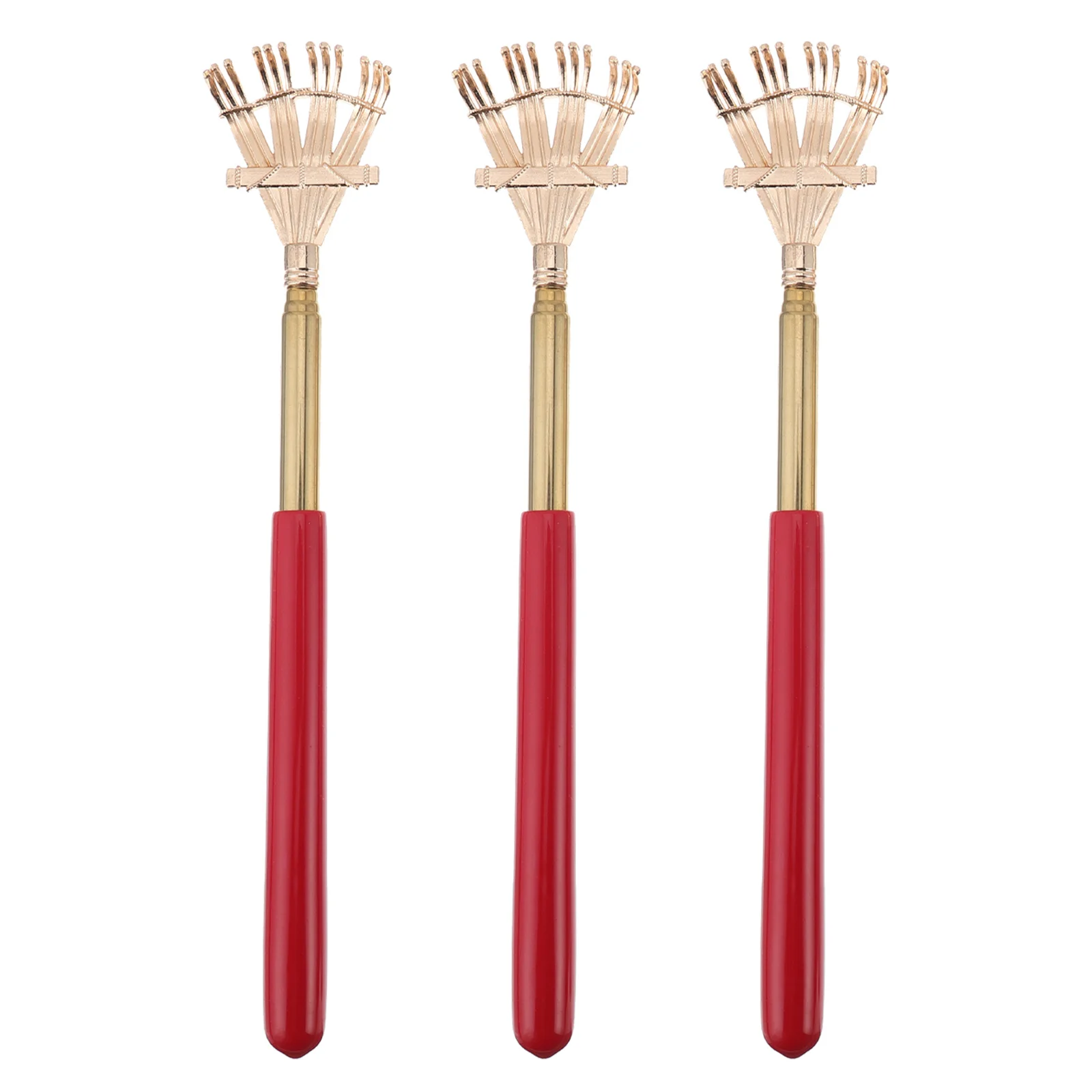 

3pcs Retractable Back Scratcher Itchy Massager Extended Tool Stainless Steel Red Body Reacher Massager Relaxation