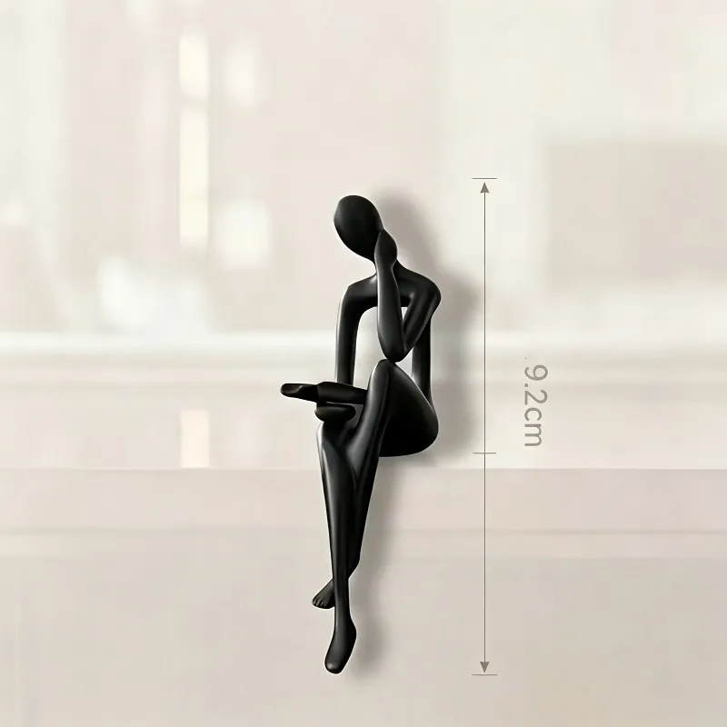 3D Printed Thinker Figurine Sitting Human Sculpture Minimalist Nordic Shelf Table Decor Office Modern Aesthetic Desktop Ornament