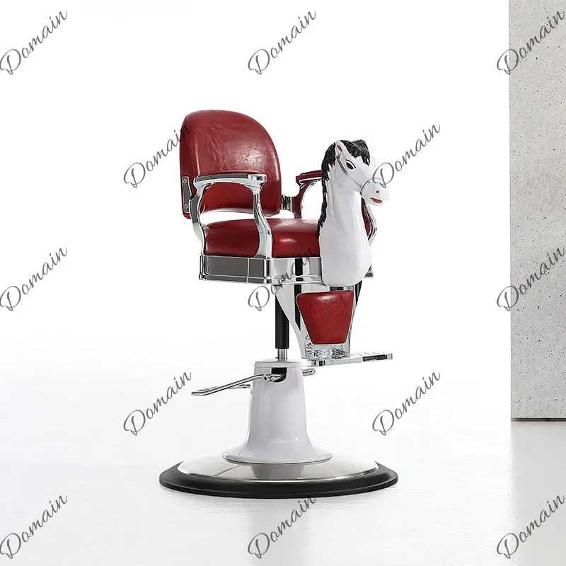 Kids Haircut Chair Swivel Salon Styling Chair with Pump Lift, Wooden Rocking Horse Design for Toddlers, Home Barber Chair
