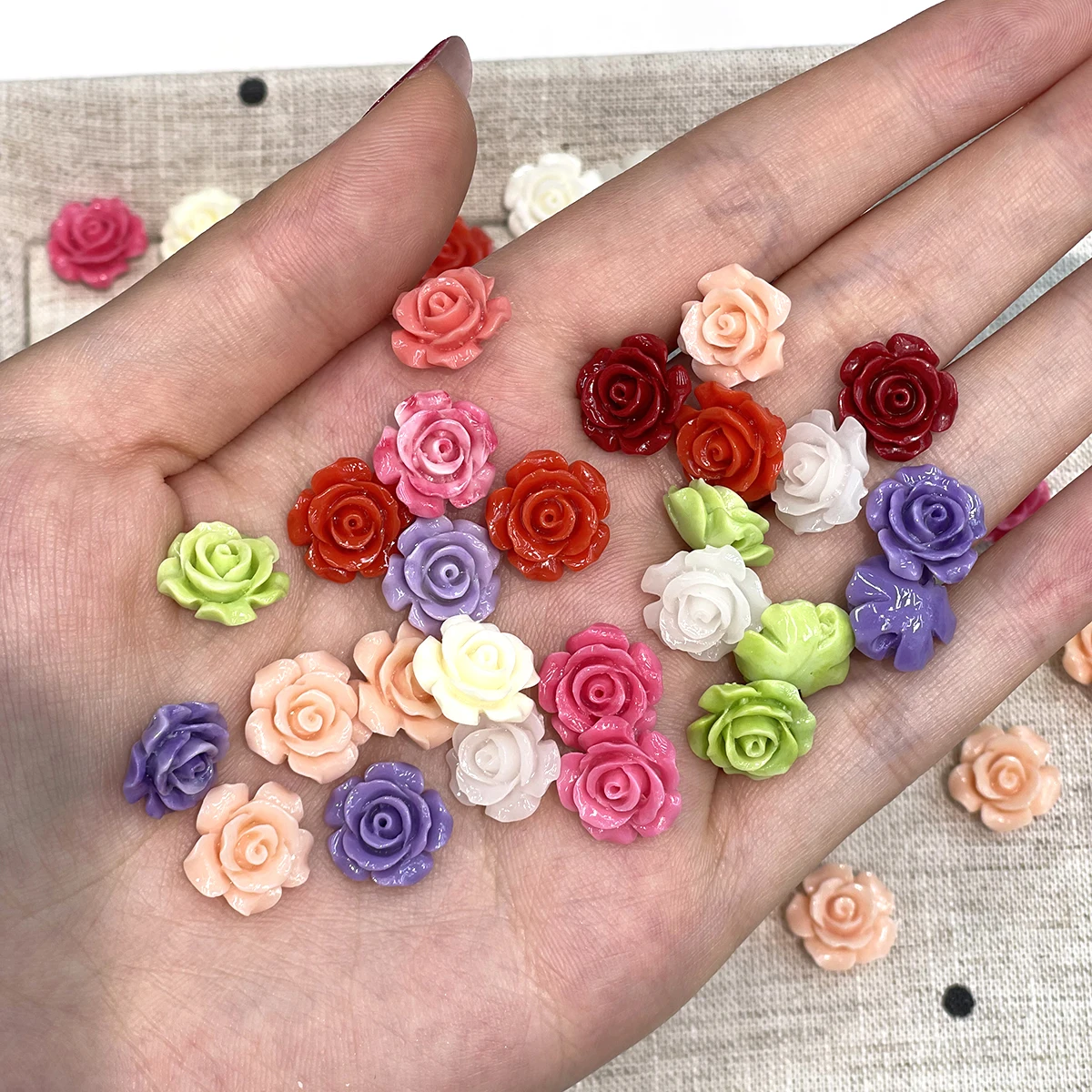 10Pcs Natural Shell Rose Shape Beads Colorful Through Hole Spacer Beads DIY Jewelry Making for Necklace Bracelet Accessories