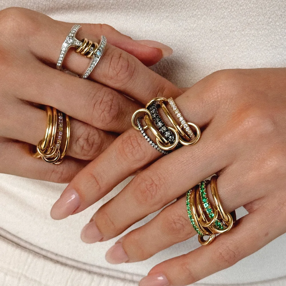 2026 New Stacking Kilcollin Engagement Band Rings Plain Micro Paved 5A CZ Mix Color Multi Pieces Stack Full Finger Women Jewelry