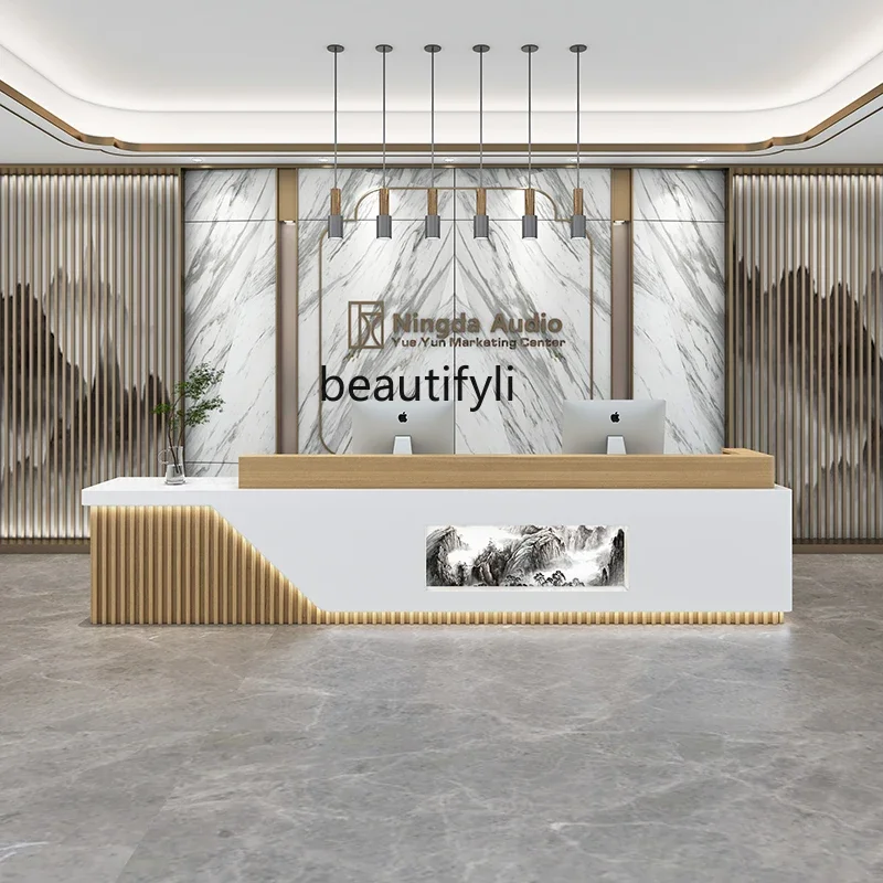 

Painting Cashier Company Reception Desk Bar Beauty Salon Foot Bath Paint Reception Desk Reception Desk Counter