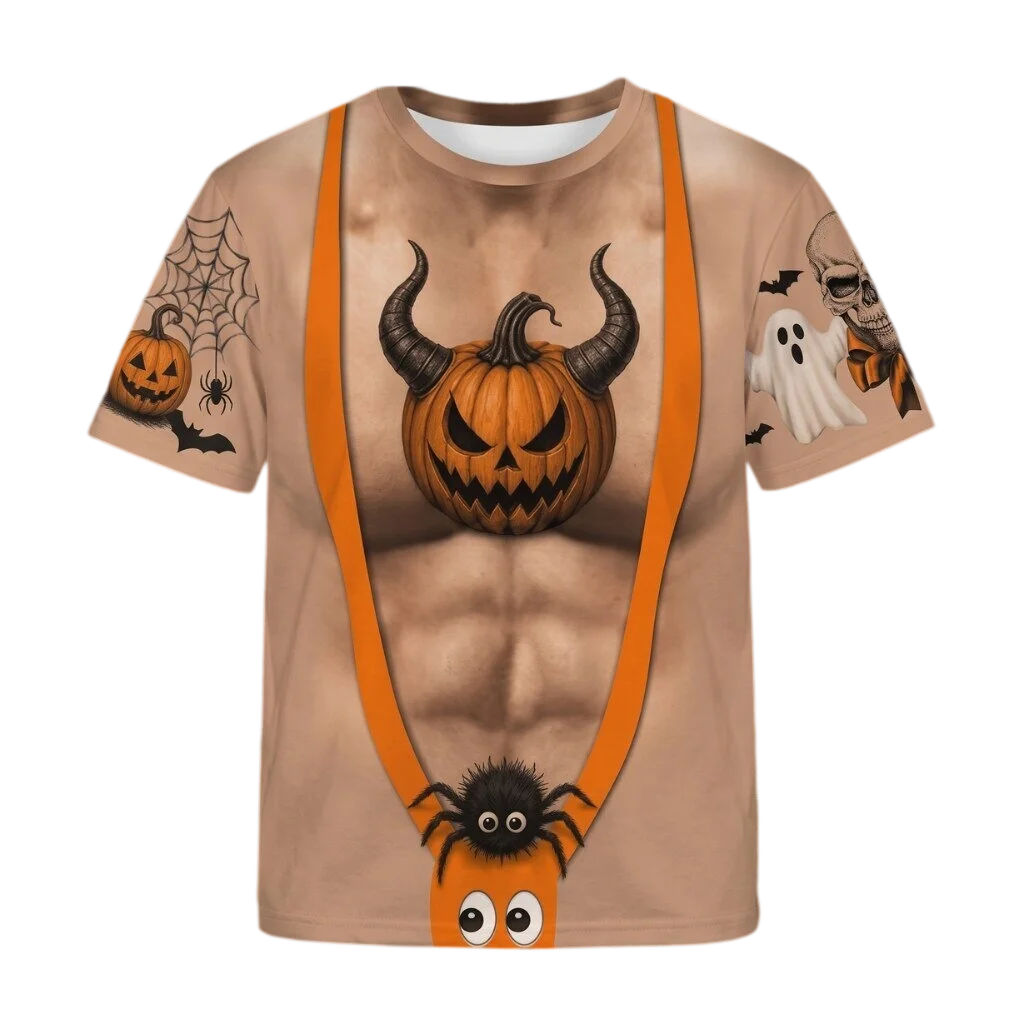 2026 Halloween Gift 3D Spoof pattern T-shirt Men's and Women's Breathable Quick Drying Festival Short Sleeved fan gifts Tops