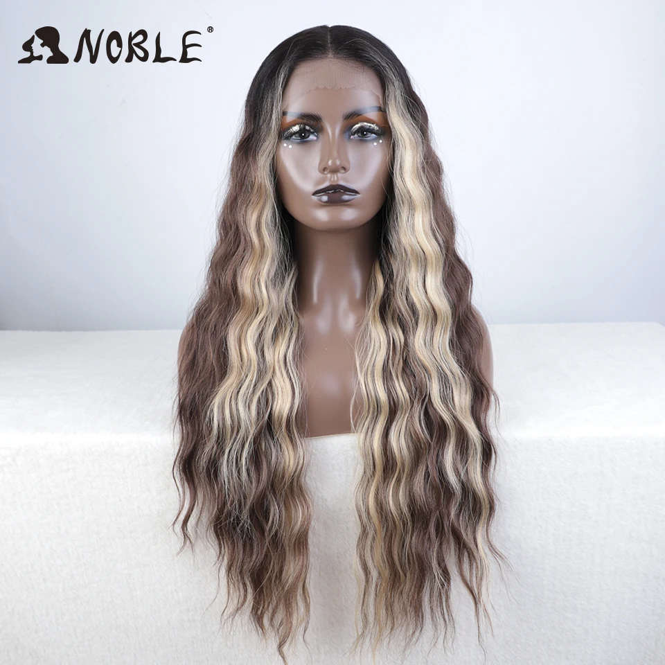 

Noble Synthetic Lace Wig Long Wavy Ombre Blonde Wig Natural Hair Wigs Part Synthetic Wigs For Black Women Lace Wigs