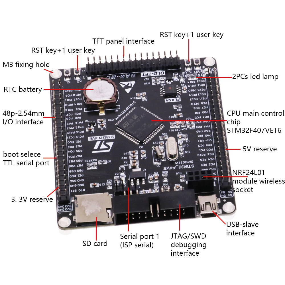 Imagem -06 - Placa de Desenvolvimento Stm32f407vet6 Cortex-m4 Stm32 Placa Mínima de Aprendizagem do Sistema Arm Core Board 3.2 Lcd Tft Touch Screen