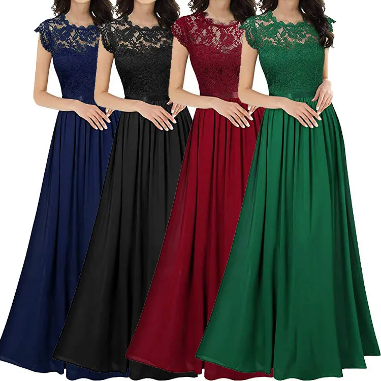 

Summer Chiffon Women's New Fashion And Elegant Lace Long Dress