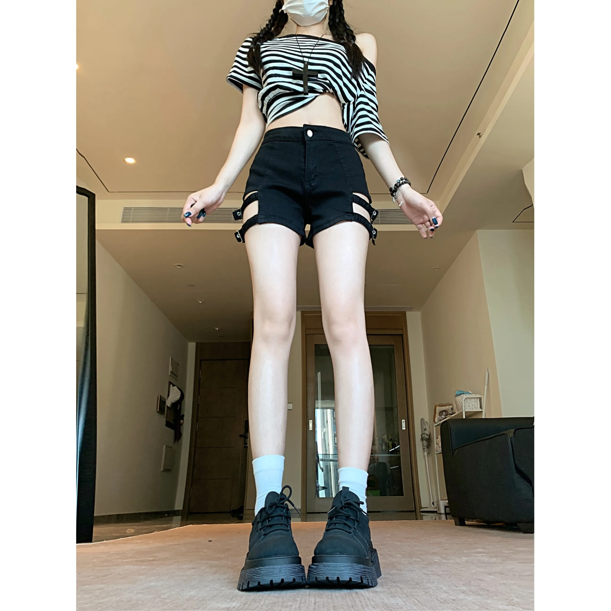 European and American new sexy ripped elastic casual pants, denim shorts, jeans