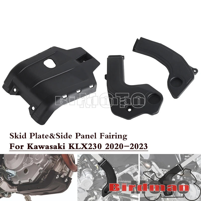 Motorcross Under Engine Skid Plate Bash Frame Guard Side Cover Black Plastic For Kawasaki KLX230 KLX 230 2020 2021 2022 2023