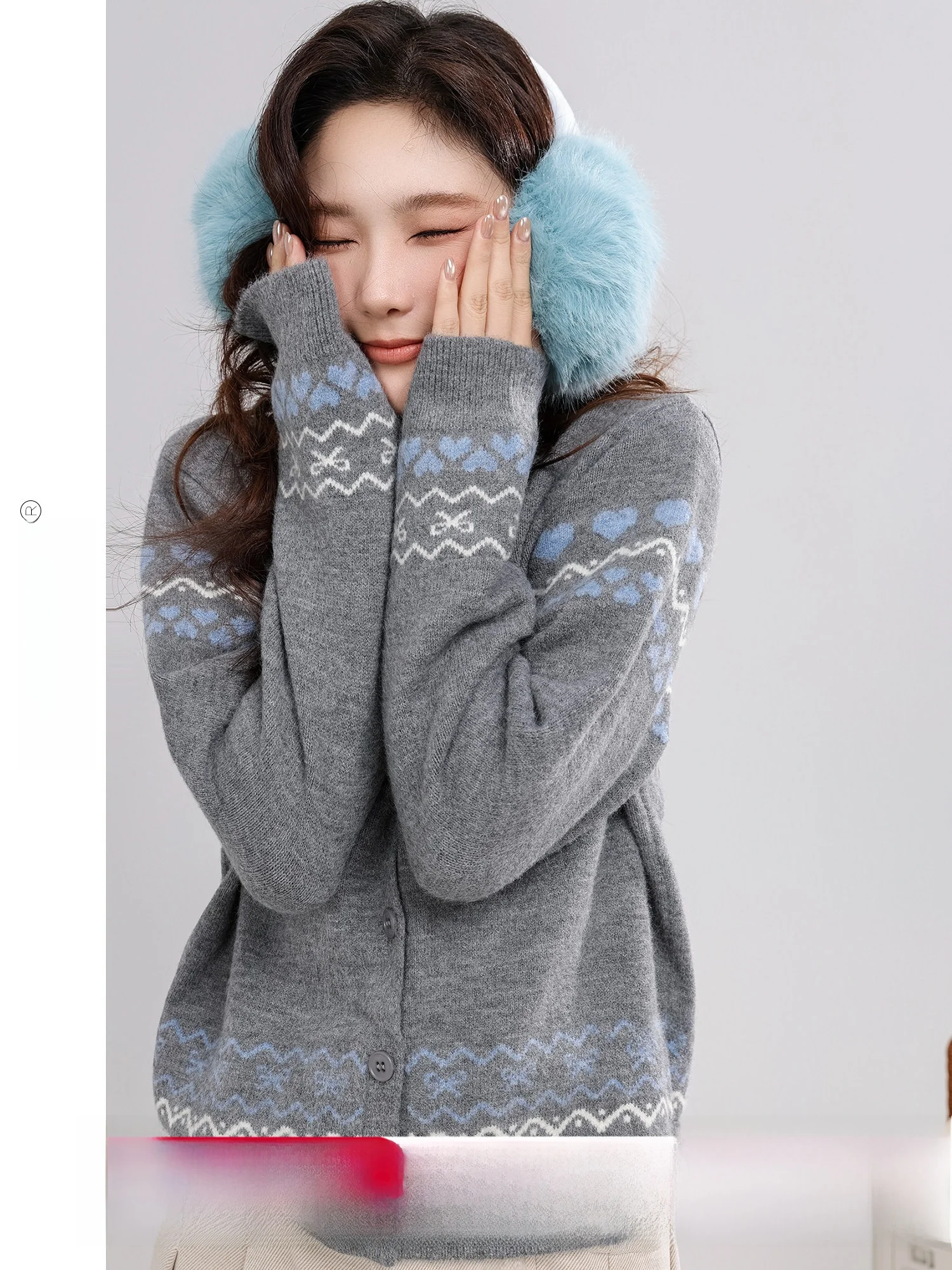 

Sweet Knit Warm Sugar 2025 Winter New Vintage Loose round Neck Striped Embroidered Sweater Cardigan Women's Fashion Commute S...