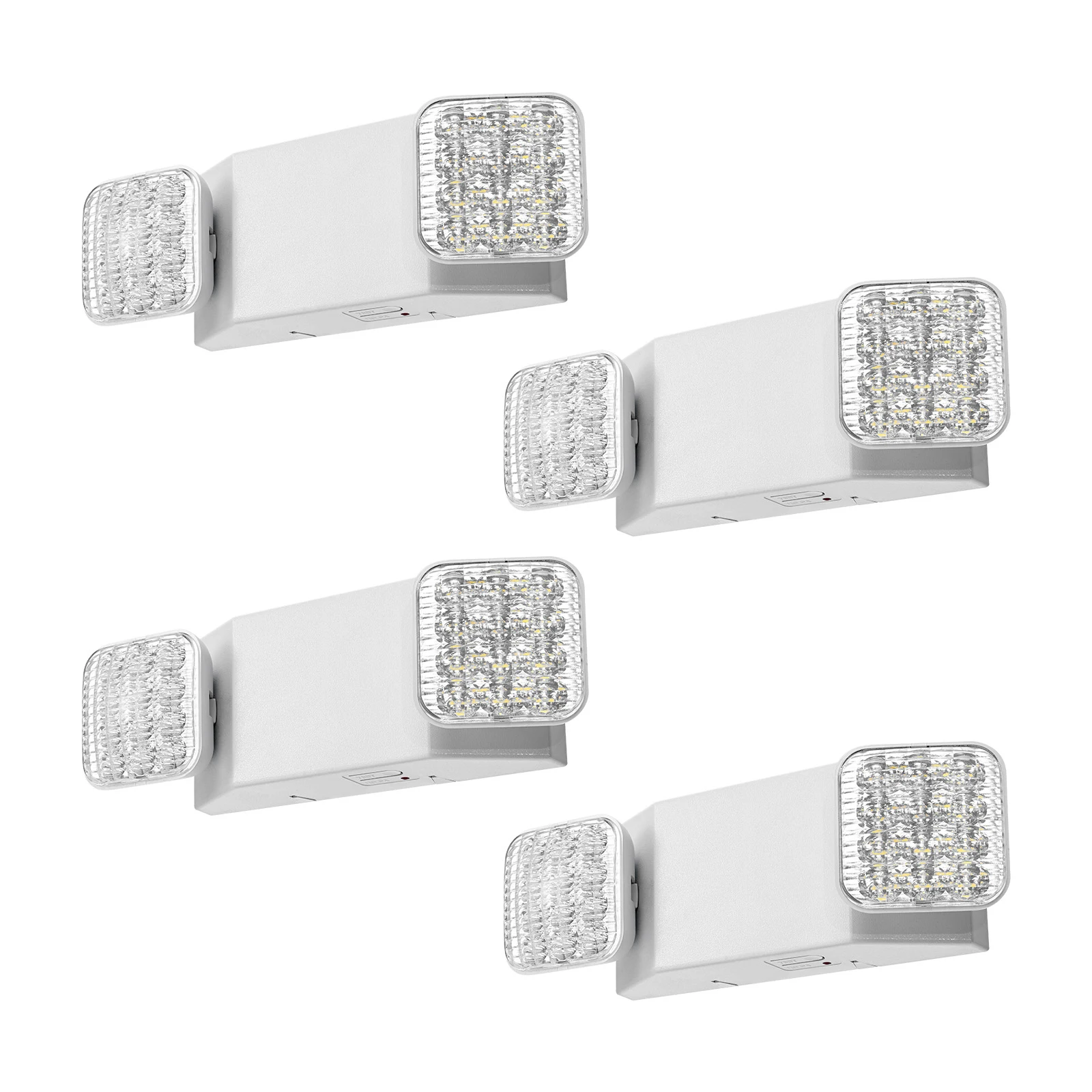 

SucceBuy 4 Pack Emergency Lights for Business with Battery Backup Two Square Head Adjustable 90-Minute Backup for Business White