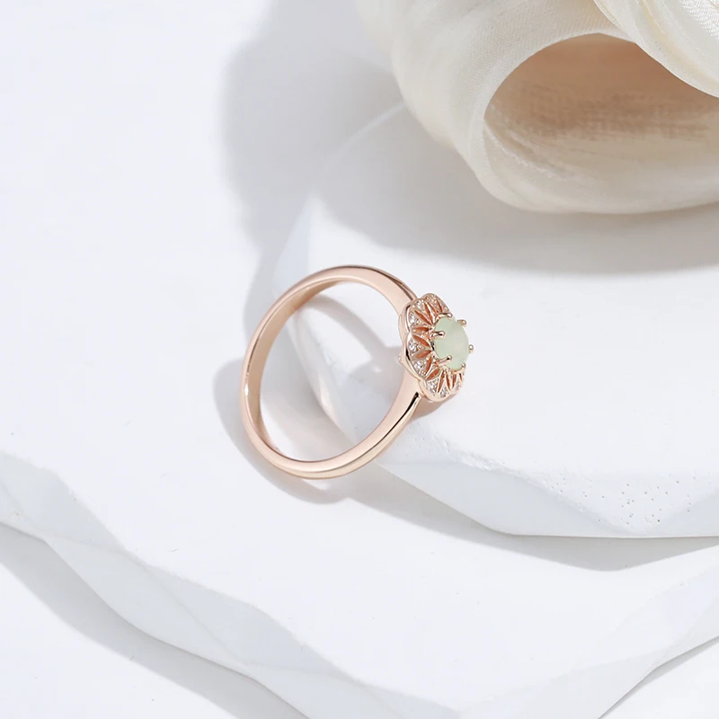 SYOUJYO Lake Green Natural Zircon Rings For Women 585 Rose Gold Color Wedding Fine Jewelry Classic Trendy Ring Gift