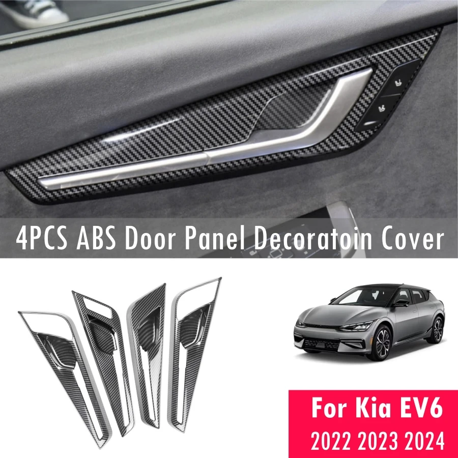 

4PCS Door Panel Protect Decoration Cover for Kia EV6 2022 2023 2024 ABS Carbonfiber Pattern Door Stripe Cover EV6 Accessories