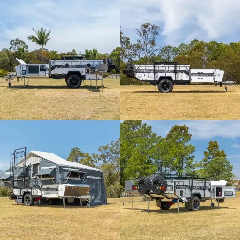 for High Quality Large Australian Standard Off Road Folding Camping Trailer 4X4 with LED Lights and Tent for Outdoor Camping