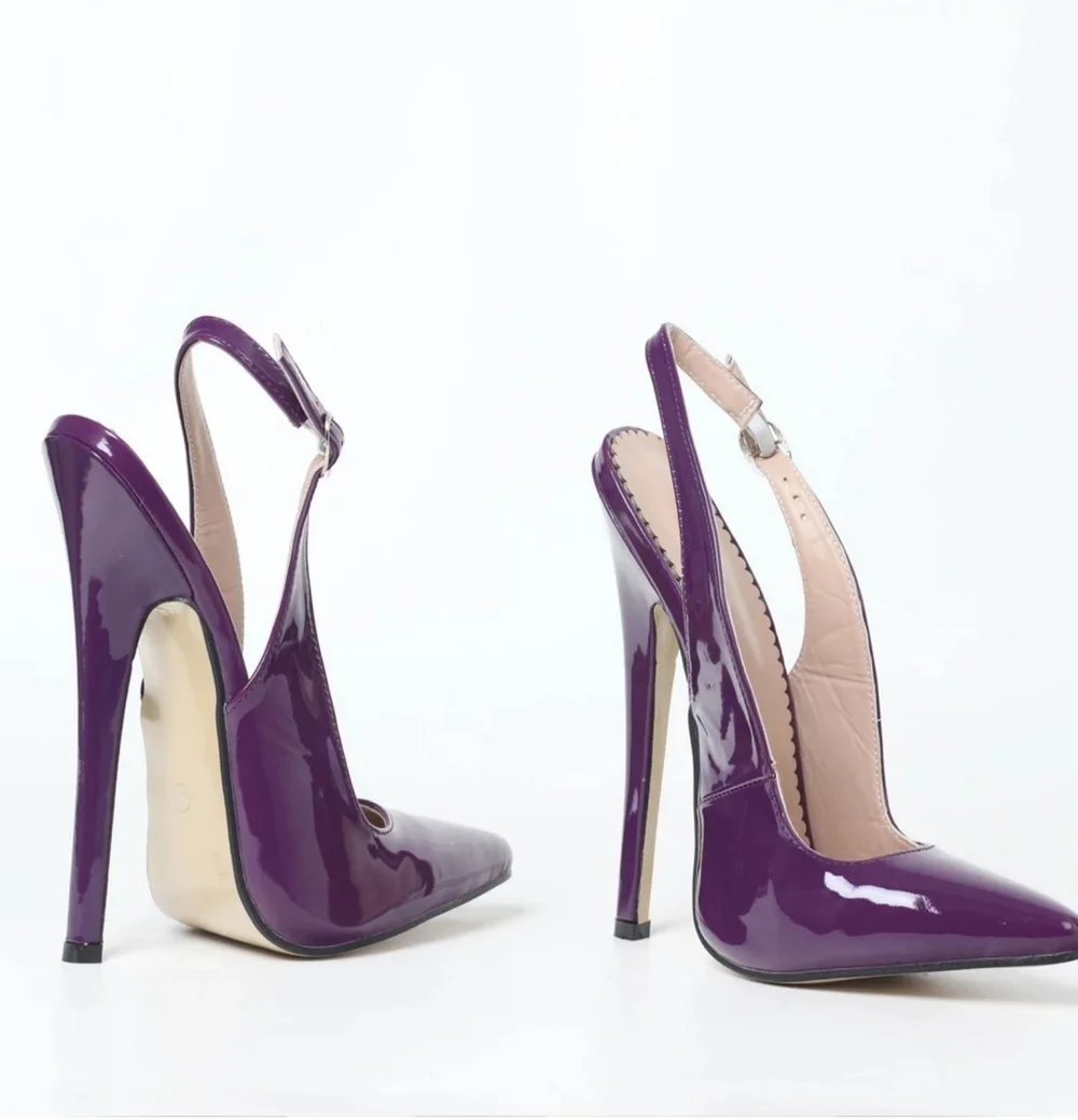

Сандалии на высоком каблуке 18 см, женские пикантные летние туфли с открытой пяткой, мужская обувь для косплея в стиле фетиш, полая спинка, ремешок с пряжкой на щиколотке, фиолетовый, индивидуальные цвета