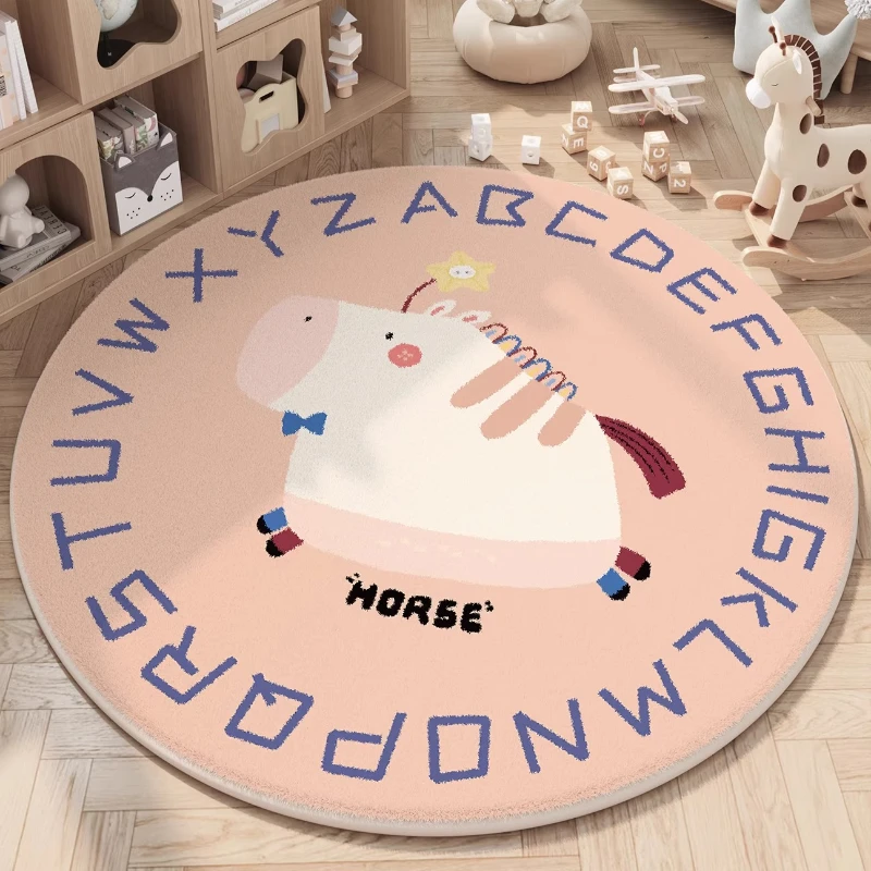 Cartoon Tier Rund Flauschiger Teppich Für Kinderzimmer Dekor_voghion.com