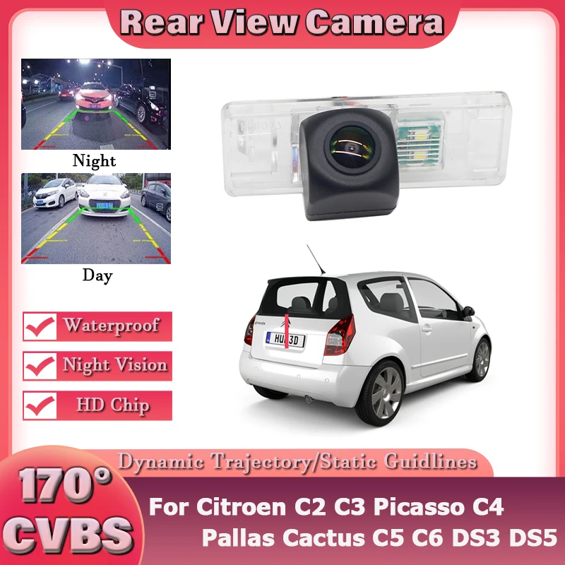 

170 Degree 1080x720P HD Waterproof Car Vehicle Rear View Reverse Camera For Citroen C2 C3 Picasso C4 Pallas Cactus C5 C6 DS3 DS5