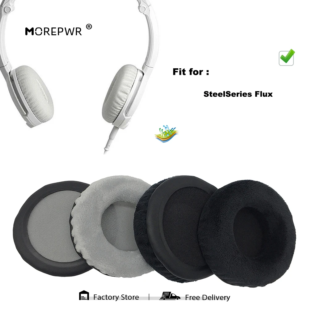Morepwr New Upgrade Replacement Ear Pads for SteelSeries Flux Headset Parts Leather Cushion Velvet Earmuff Sleeve Cover