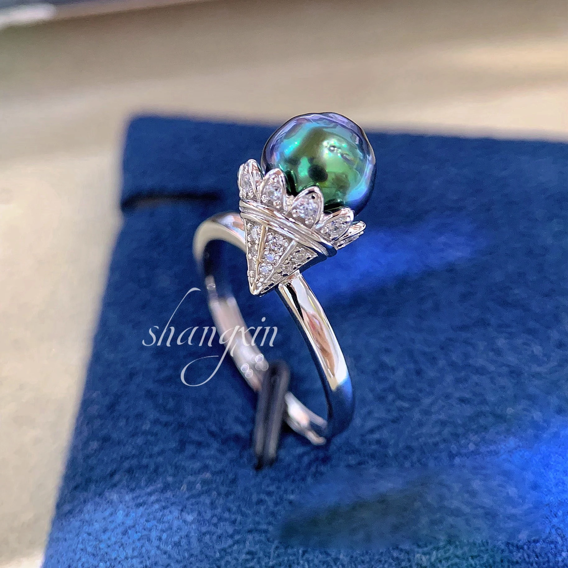 

MeiBaPJ 9mm Natural Rice Pearl Fashion Ring DIY 925 Silver Holder Setting Fine Wedding Jewelry for Women