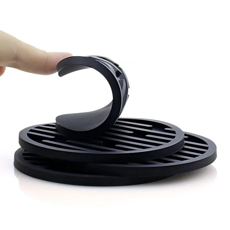 Round Silicone Coaster Striped Water-draining Coasters Anti-slip Heat-insulating Coaster Heat-resistant Coffee Beverage Coaster