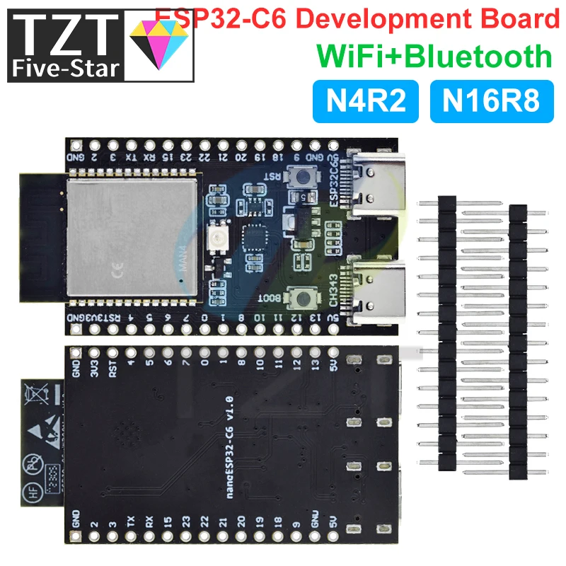 ESP32-C6 ESP32 WiFi+Bluetooth Internet Of Things ESP Development Board Core Board ESP32-C6-DevKit C N4R2 N16R8 For Arduino