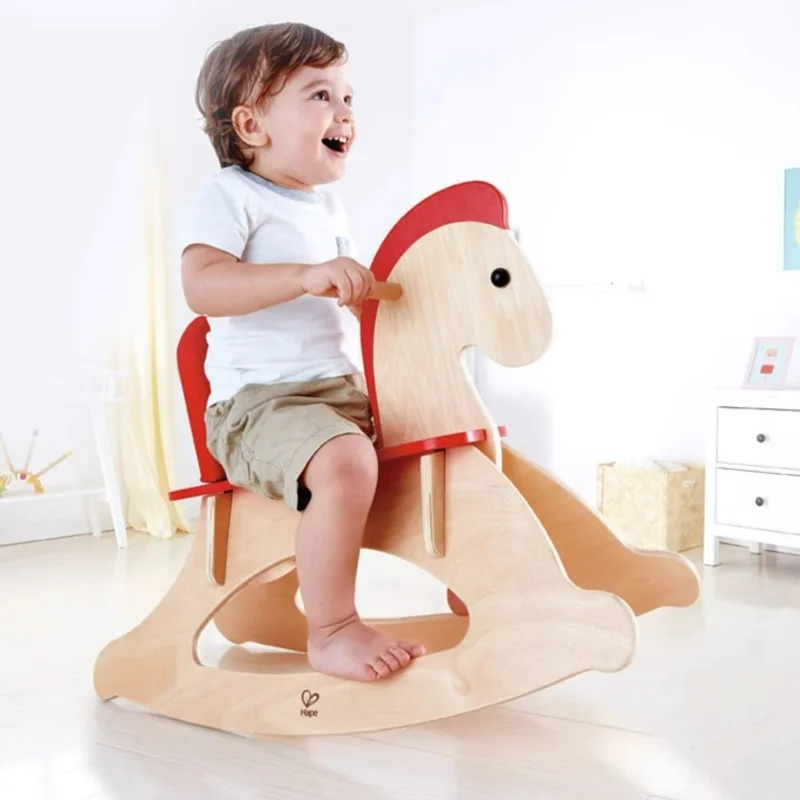 Children Rocking Horses, Infants and Toddlers Rocking Wooden Balance Toys, 1-6 Years Old Children Baby Rocker with Guardrail