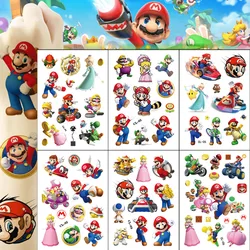 6Pcs Cartoon Super Mario Tattoo Stickers Waterproof Cute Luigi Sticker Funny Kids Girls Christmas Birthday Gift Reward Toy