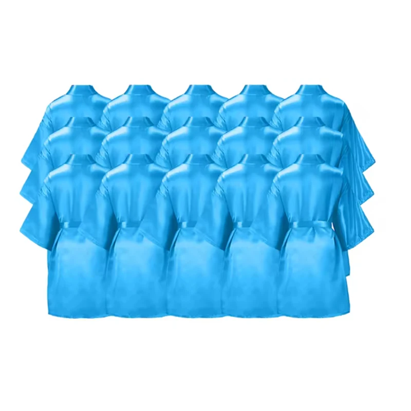 

12 Pcs Silky Satin Kimono Robes Bride Bridesmaid Bathrobe for Women Short Sleepwear for Wedding Birthday Party