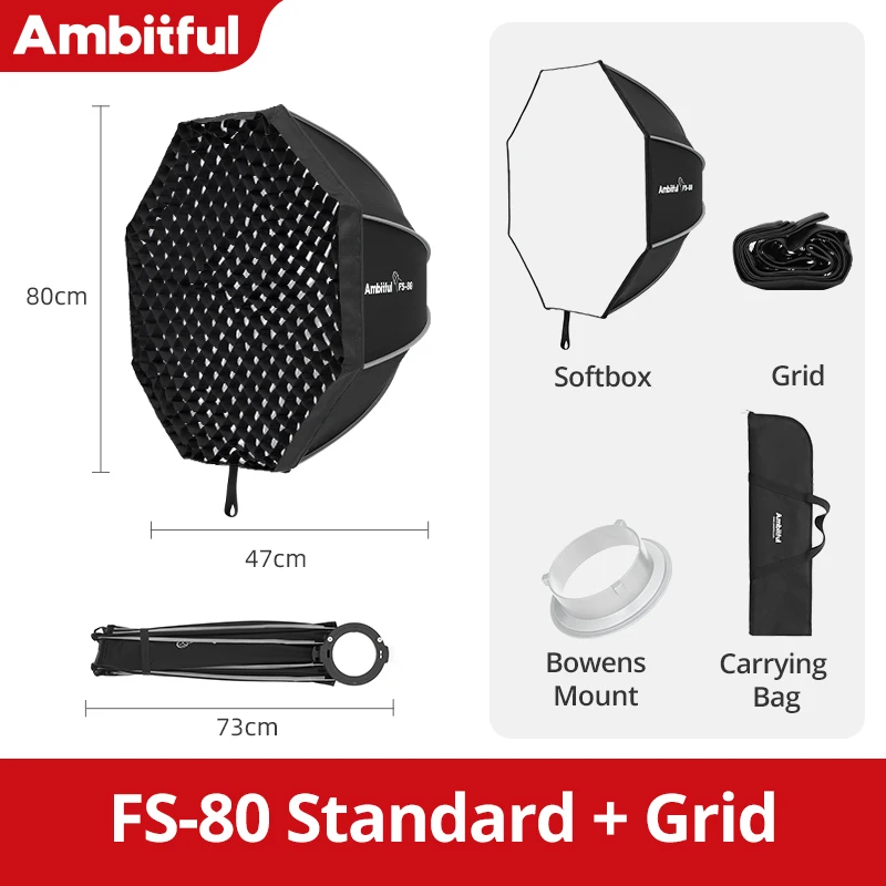 AMBITFUL FS Series FS40cm/60cm/80cm Quick-Setup OctagonSoftbox