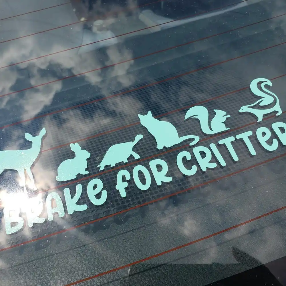 I Brake For Critters Decals  Animal Lover Sticker Funny Cute Bumper Critters Sticker Pack Exterior Accessories Waterproof PVC